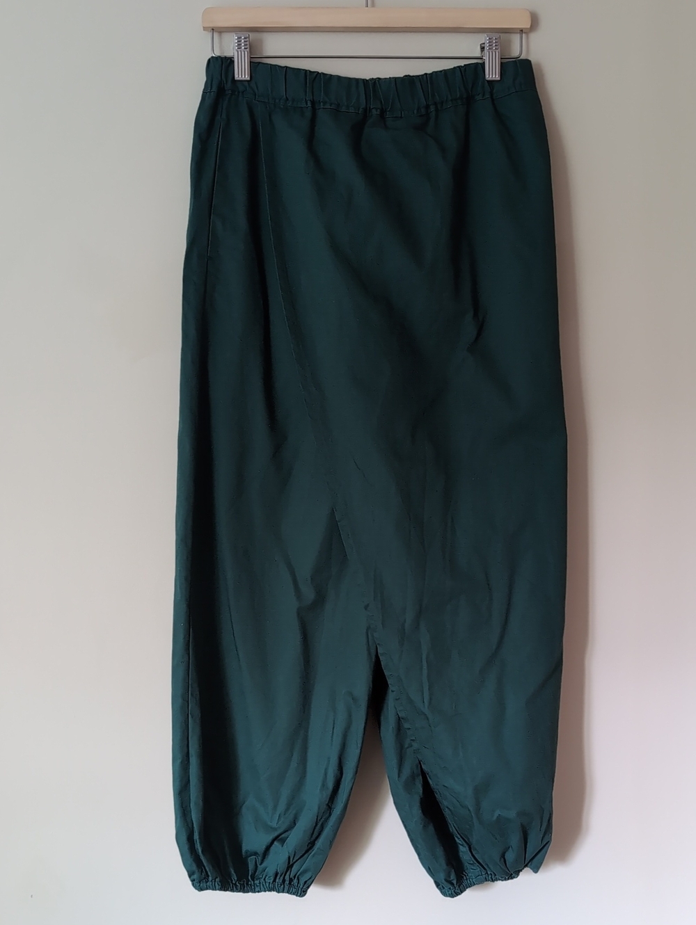 Sou Sou Japan Wrap Front Harem Wide Balloon Leg Pants Dark Green Cotton Unisex S
